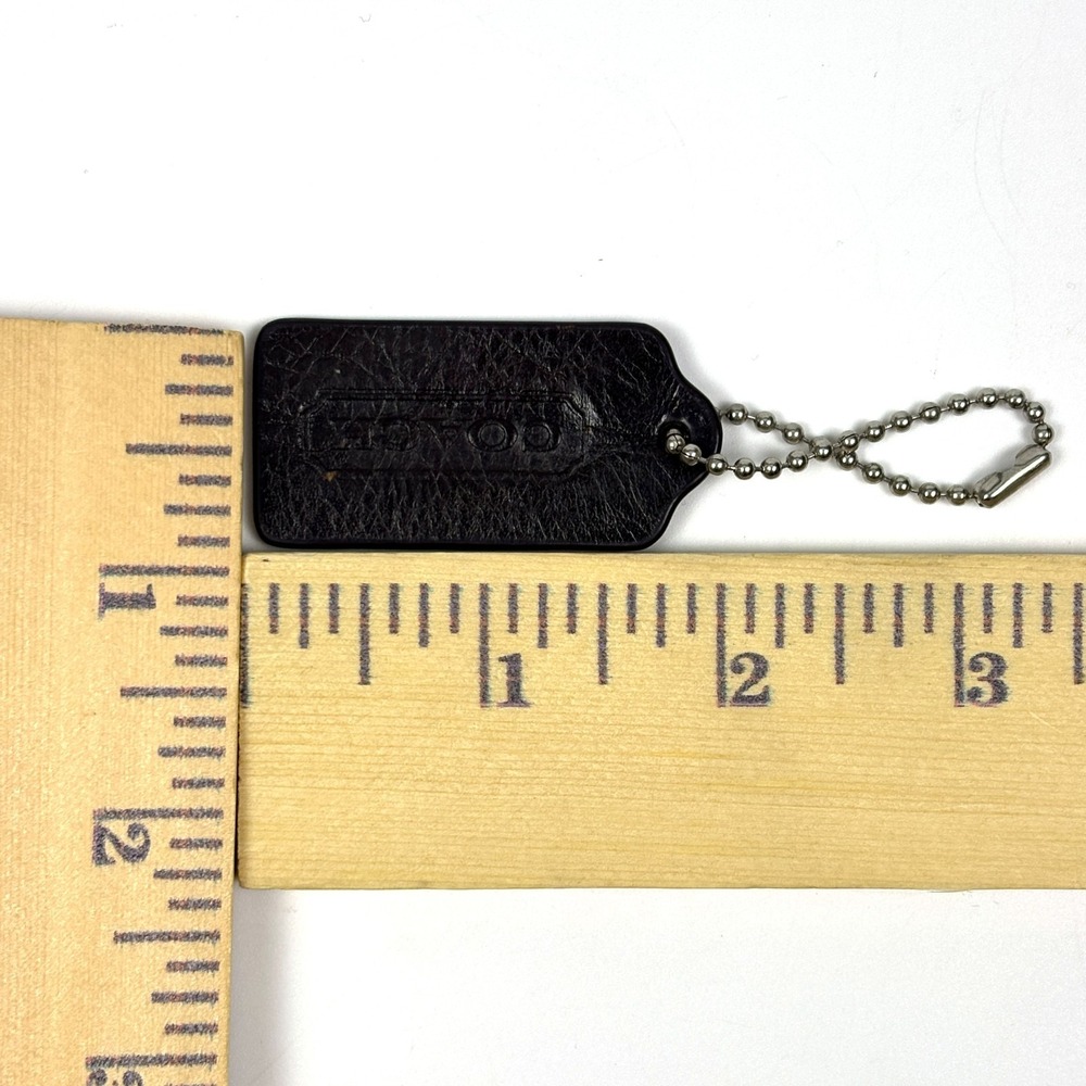 VTG Y2K Coach Double Sided Leather Bag Charm Brown Hang Tag Key Chain Fob Rplc - Picture 7 of 7